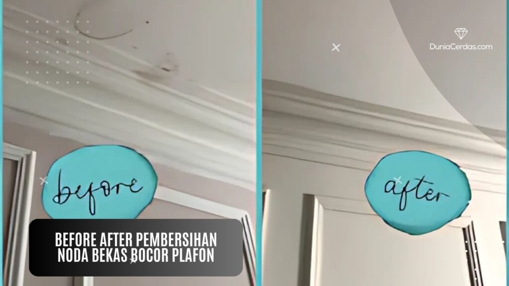 Before After Penggunaan Baking Soda untuk Pembersihan Noda Plafon Bocor